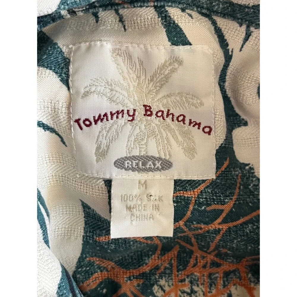 Y2K Vintage Tommy Bahama Silk Hawaiian Shirt Men's M Camp‎ Collar Resort Tiki